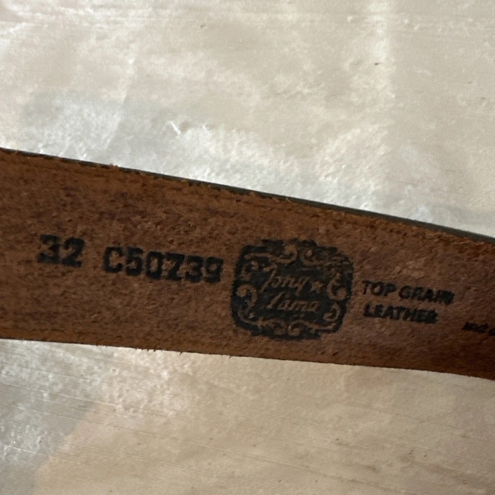 Tony Lama TOOLED LEATHER Belt Strap 32 Embosssed Western USA Made Brown - Picture 4 of 6